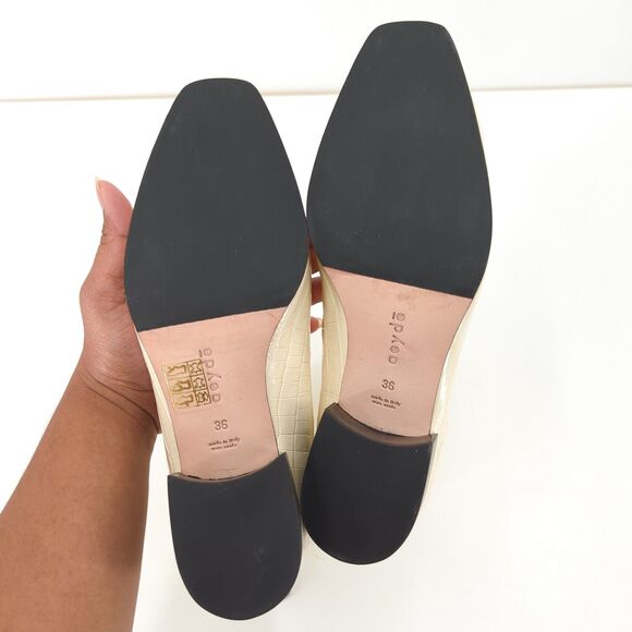 Aeyde Women 36 6 Amelia Boots Ecru Cream White Croc Embossed Leather Square Toe - Picture 10 of 10